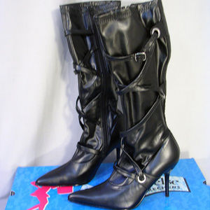 Skechers Soft Strappy Black Boots Size 8.5 NEW!